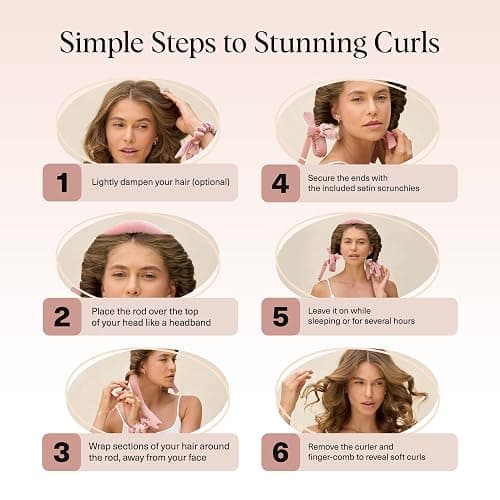 Kitsch Velvet Heatless Curling Set - Heatless Curls Overnight - Comfortable No Heat Hair Curlers With Two Velvet Scrunchies to Sleep In for Frizz-Free & Non-Damage Styling - Terracotta thumbnail 7