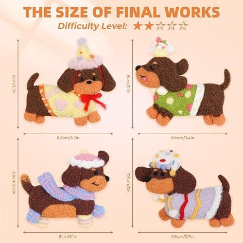 LUDOTEK Needle Felting Kit, 4 PCS Animal Needle Felting Beginner Kits, Wool Felt Needle Felting Tools Foam Pad, Craft Party Supplies for Beginners Adult(4pack Dachshund) thumbnail 6
