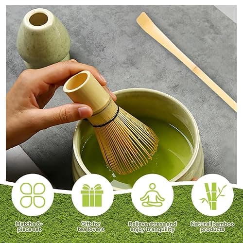 Matcha Whisk Set, 7 Pcs Premium Matcha Kit for Ceremony - Ceramic Matcha Bowl and Whisk Holder, Bamboo Whisk, Sifter, Scoop, Spoon, Rest, for Making Breakfast/Matcha Latte, Gift for Matcha Lover thumbnail 4