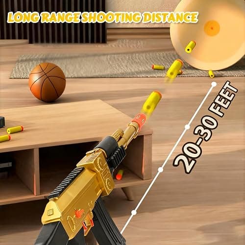 BYTEWAR Electric Golden AK-47 Realistic Soft Bullets Toy Gun,Foam Blasters Toys with 40 Foam Darts & 2 Magazines,Automatic Sniper Rifle for Kids Ages 6+ Years Old,Christmas Birthday Gift for Boys thumbnail 4