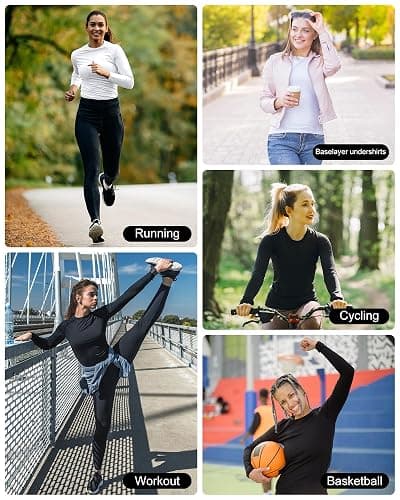 NebuKinex 5 Pack Women's Compression Shirt Long Sleeve Workout Tops Athletic Baselayer Quick Dry Gym Yoga Running T-Shirt thumbnail 6