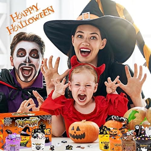 Halloween Slime Kit,6 Packs Scented Butter Slime with Special Halloween Stickers Add-ins,Slime Making Kit for Girls Ages 8-12,Halloween Party Favor for Girls and Boys thumbnail 2