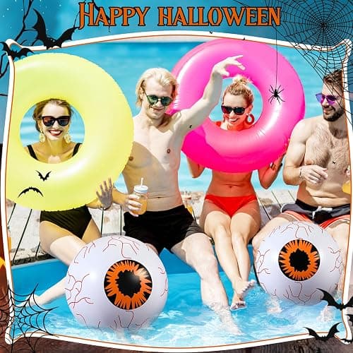 Vertintong 6 Pcs Summer Halloween Inflatable Beach Balls 14 Inch Halloween Pumpkin Ghost Pool Floats Plastic Jack O Lantern Party Decoration for Summer Yard, Garden, and Lawn Decorations thumbnail 6