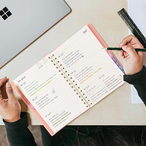 RETTACY Academic Diary, Aug 2026 - Jul 2027, Week to View, A5 Size (14.5 x 21 cm), Weekly Planner for Student & Teacher, 12-Monthly Tabs,100 GMS Paper - Pink | Mid Year Diary, Aug 2026-Jul 2027, Week to View Appointment Book, for Student & Teacher, 12-Monthly Tabs, 14.5 × 21 cm thumbnail 6