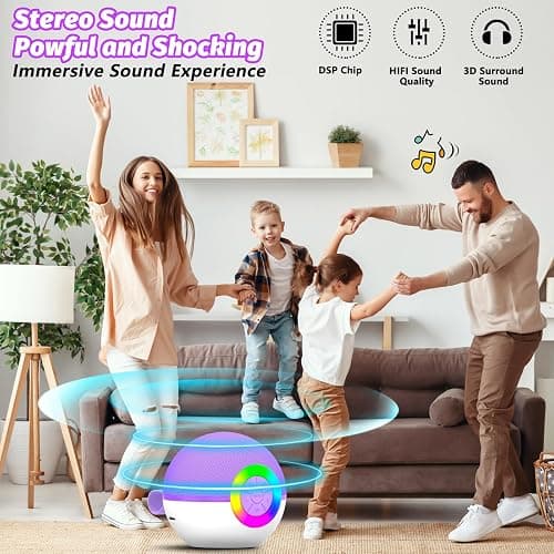 goopow Mini Karaoke Machine Speaker for Kids Adults, Portable Bluetooth Microphone Song Toys with LED Light, Best Chritmas Birthday Festival Gift for 3 4 5 6 7 8+ Year Old Girls Boys (Purple-2MIC) thumbnail 3