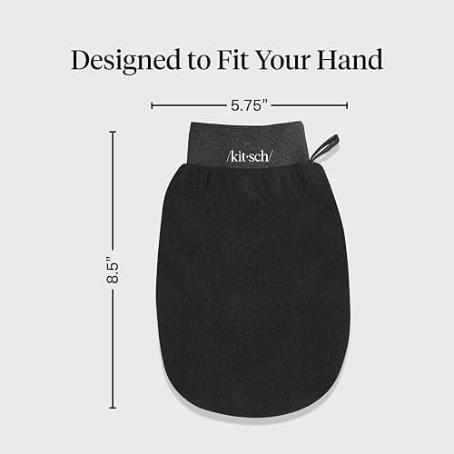 Kitsch Exfoliating Glove – Exfoliating Mitt - 2pc Black & Terracotta | Korean Exfoliating Mit & Deep Exfoliating Body Scrubber for Shower, Bath | Body Exfoliator Glove, Dead Skin Remover thumbnail 4