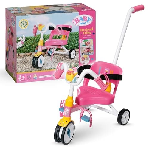 BABY Born Dreirad mit Lenkstange - Trike mit funktionsfähigen Rädern & Sicherheitsgurt - Puppenzubehör für alle Puppen der Größe 36 cm & 43 cm - Geeignet für Kinder ab 3 Jahren - Image 1