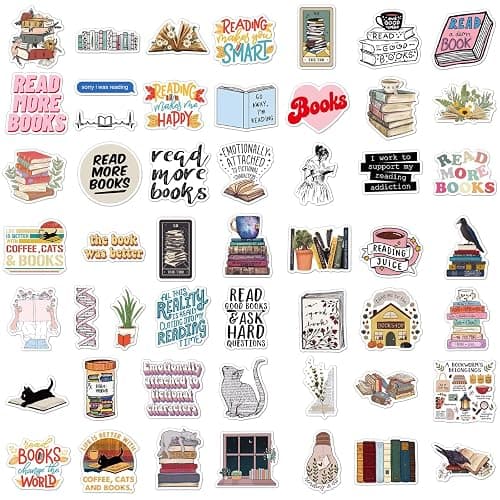 Joyppy 50 PCS Book Stickers for Kindle, Bookish Reading Kindle Stickers Pack for Books, Water Bottles, Laptops, Book Lover Sticker Accessories Gifts for Kids Teens Adults thumbnail 6