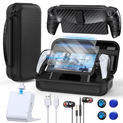 Accessories Kit for Playstation Portal, Carrying Case for PS Portal, Charging Dock Station for Playstation Portal, Protective Skin for PS5 Portal, 2 HD Screen Protector with 4 Thumb Grip,Wired Headset - Image 1