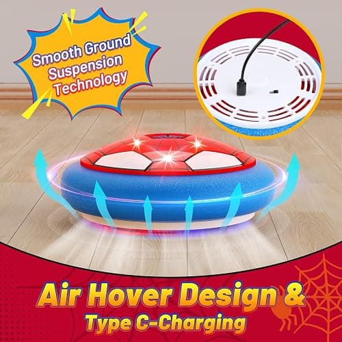 Hot Bee Spider Hover Football for Kids LED Air Power Football Toy with Foam Bumper, Rechargeable Indoor Football Game Fun Birthday for Boys Girls Ages 3-12 - 1 Set thumbnail 4