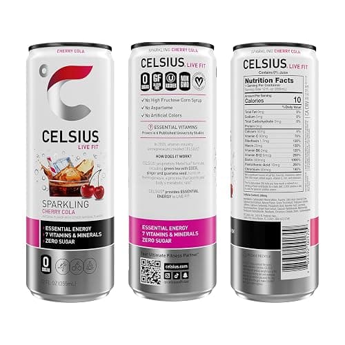 CELSIUS Sparkling Cherry Cola, Sugar Free Energy Drink, 12 Fl Oz (Pack of 12) thumbnail 3