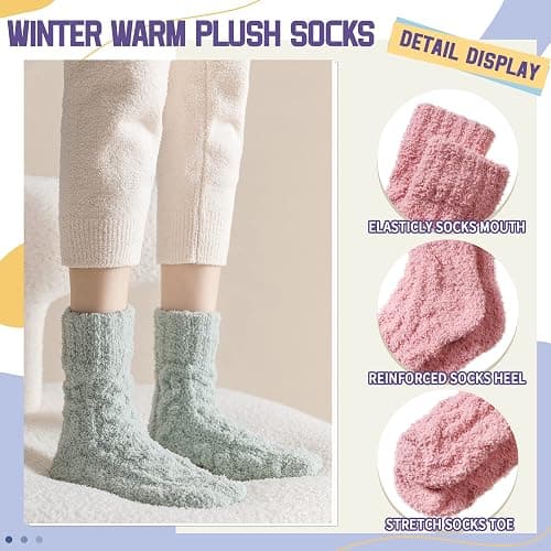 DoSmart Fuzzy Socks For Women Slipper Warm Fluffy Soft Winter Cozy Plush Cabin Sleep Christmas Home Socks thumbnail 5