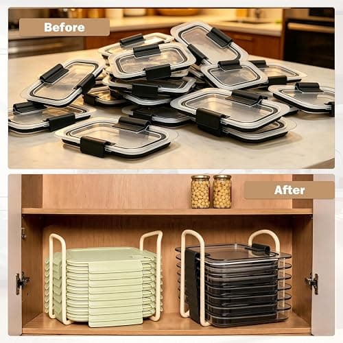 Yobonlab 3 Pack Adjustable Lids Organizer for Rubbermaid Brilliance Lids | Lid Organizers Inside Cabinet for Pyrex Snapware, Lids Holders Suitable for Storing Lids of Various Sizes（5.51in-8.27in） thumbnail 4