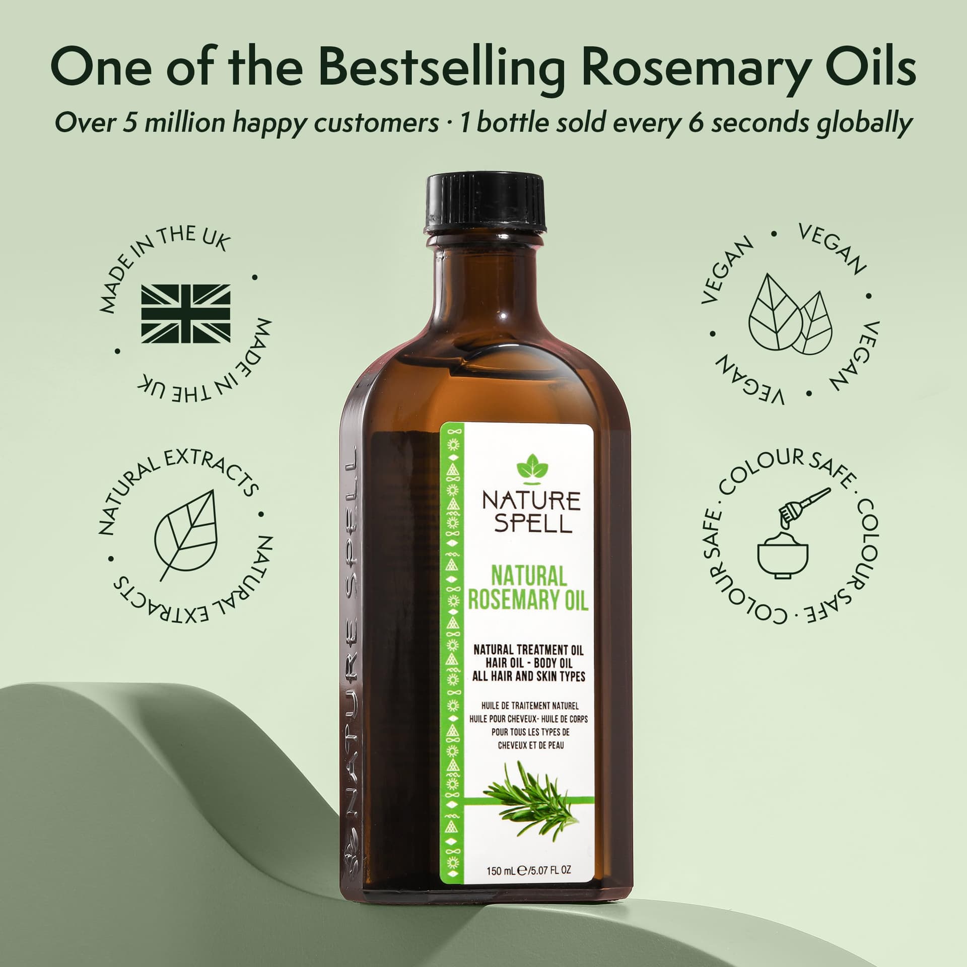 Nature Spell Rosemary Oil for Hair with Hair Oil Applicator, Bottle Comb, 150ml, Rosemary Oil for Hair Growth, Treat Dry, Damaged Hair to Combat Hair Loss thumbnail 7