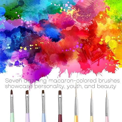 7PCS Nail Art Brushes, Nail Design Painting Brush Set with Nail Polish Brush, Nail Liner Brush, Nail Extension Gel Brush, Builder Nail Gel Brush, and Multi-Size Dotting Pens for DIY Nail Art thumbnail 2