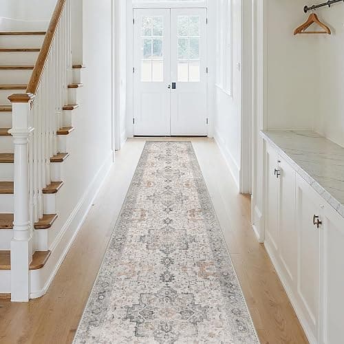 GENIMO Runner Rug 3x10, Non Slip Vintage Hallway Runner Rugs, Low Pile Lightweight Machine Washable Mat for Hallway, Entryway, Bedroom, Kitchen and Corridor, Light Taupe Brown thumbnail 3