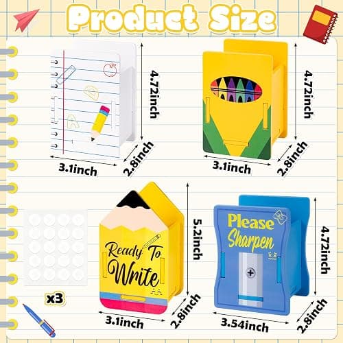 Tieshankao 4pcs Back to School Pencil Dispenser – Wooden Sharp and Dull Notebook Crayon Holder for Teacher Appreciation Week Desk, Classroom Organization thumbnail 6