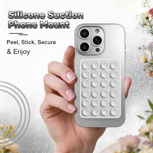 White OCTO BUDYY Silicone Suction Phone Case Mount, Silicon Adhesive Smartphones Stand Sticky, Hands-Free Phone Accessories Holder for Selfies and Videos Trending TikTok Items for iPhone thumbnail 2