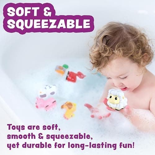 Tub Works® Barnyard™ Mold Free Bath Toys, 6 Pack | Sealed, No Hole Bath Toys Design Keeps Moisture Out | Soft, Squeezable & Float on Water | Farm Animals Baby & Toddler Bathtub Toys | Baby Pool Toys thumbnail 5