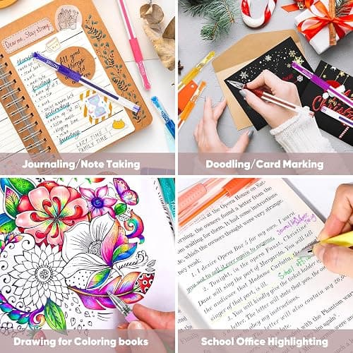Taotree Glitter Gel Pens, 32 Colors Neon Glitter Pens Fine Tip Art Markers Set 40% More Ink Colored Gel Markers for Adult Coloring Book, Drawing Pens Art Supplies, Scrapbook, Journaling, Sparkle thumbnail 5