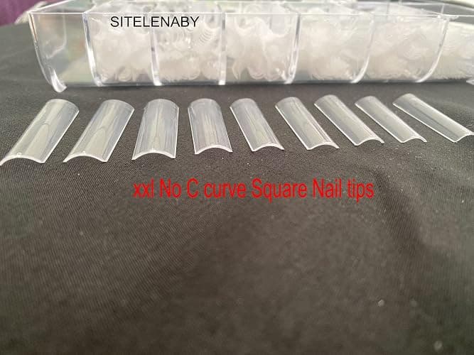 No C Curve Square Nail Tips XXL，Acrylic Nail Tips Square,SITELENABY 500 pcs Clear Fake Nails for Nail Salons,Nail Tech Must Have thumbnail 2