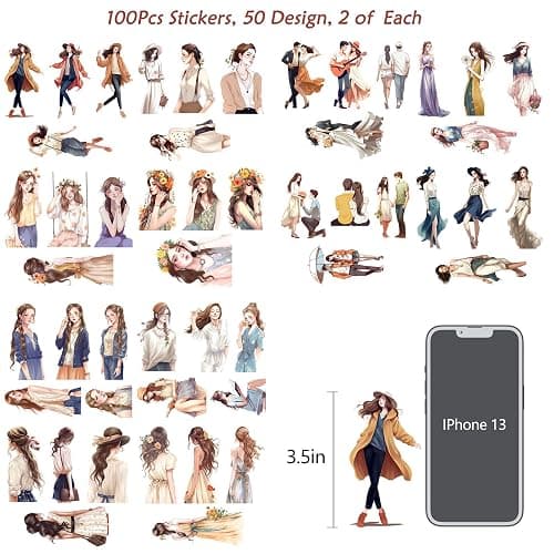 JOYCHOIC Scrapbook Stickers Set,100Pcs Aesthetic Sticker for Scrapbooking and Journaling Water Bottles, Junk Journal Supplies, Bullet Journals Materials, Planner Arts Craft Collage People thumbnail 4