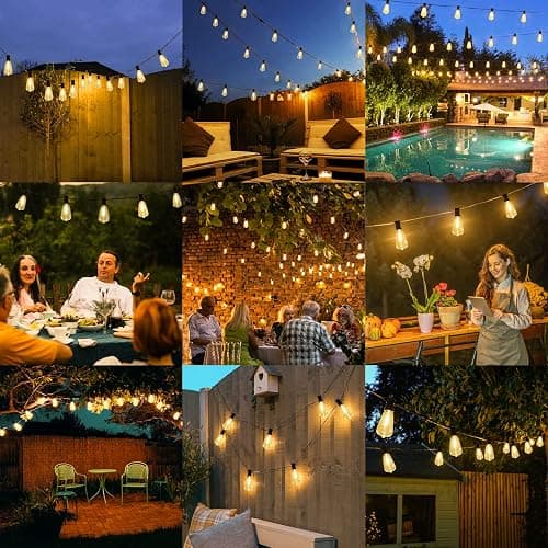 Brightever LED Outdoor String Lights 100FT Patio Lights with 52 Shatterproof ST38 Vintage Edison Bulbs, Outside Hanging Light Waterproof for Porch, Deck, Garden, Backyard, Balcony, 2700K Dimmable thumbnail 7