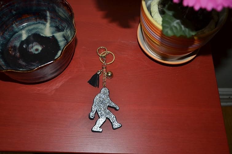 Popfizzy Rhinestone Bigfoot Keychain for Women, Bling Sasquatch Purse Charm for Handbags, Backpack Key Fob, Sparkle Bag Charm thumbnail 2