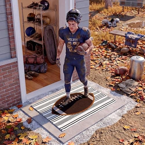 Moucuny 2 Pcs Football Coir Doormat, Football Outdoor Rug, Non Slip | Rugby Ball, Football Mat for Front Door, Black and White Outdoor Rug Decor for Front Porch Entrance, 16'' x 28'', 24'' x 35'' thumbnail 7