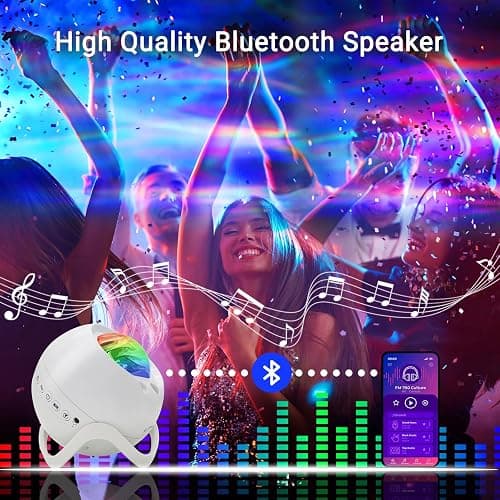 HERHOTER Star Projector,Northern Lights Projector,with Bluetooth Speaker, White Noise, Remote Control,Night Light,for Game Room, Adults, Family Gatherings,Galaxy Projector Bedroom thumbnail 4