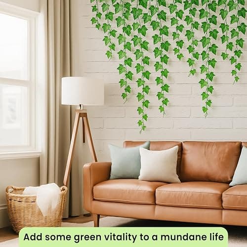 6 Pack 41.4 Ft Artificial Ivy Garland, Fake Vines with Green Leaves, Realistic Hanging Plants for Home/Wedding and Party Decoration thumbnail 8