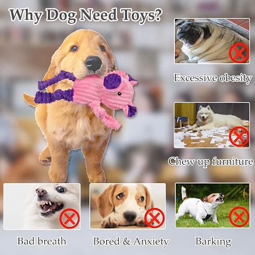 LECHONG 5 Pack Tough Dog Toys Stuffed Squeaky Dog Toys Assortment Plush Animal Dog Toy Value Bundle Puppy Pet Dog Toys for Small Medium Large Dogs thumbnail 4