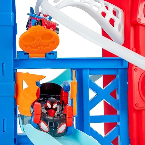 Jazwares Marvel Spidey and His Amazing Friends Construction Zone Chaos Track Set - 2-Foot High Dual Race Track with Zip Line, Play Zones, and Exclusive Vehicles thumbnail 6