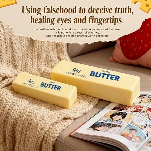 2 Pack Slow Rising Squishy Butter Stick ,Squeeze Butter Toy, Stress Balls，Stress Relief & Fidget Toys,Realistic Food Squishies Fidget Toys, Gifts, Party Favors (2PCS) thumbnail 5