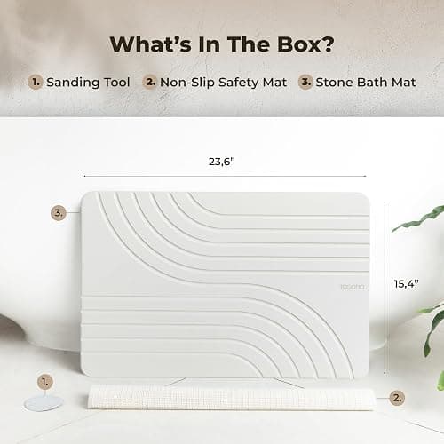 TOSORO - Stone Bath Mat Diatomaceous Earth Shower Mat Non-Slip Super Absorbent Diatomite Stone Bath Mats for Bathroom Floor Quick Drying Natural Easy to Clean (23.5 x 15) - Sandstone thumbnail 2