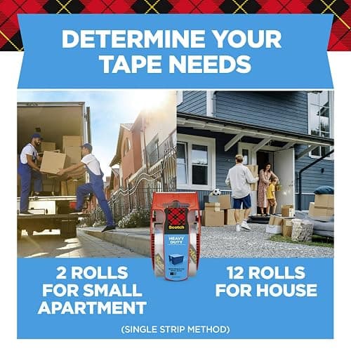 Scotch Heavy Duty Shipping Packing Tape, Clear, Packing Tape for Moving Boxes and Packaging Supplies, 1.88 in. x 22.2 yd., 6 Roll Dispensers, Moving Supplies thumbnail 5