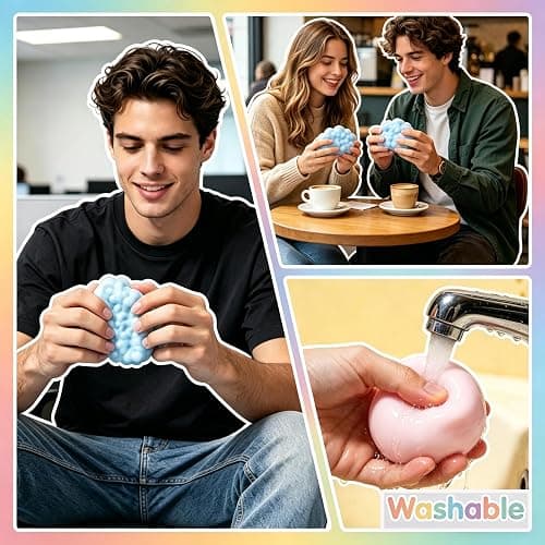 2 Pcs Crunchy Squishy Noisy Stress Balls,Ice Skin Fidget Sensory Squeeze Toys,Soft Moldable Fidget for Anxiety Stress Relief Focus Relaxing(Pink+Blue) thumbnail 4