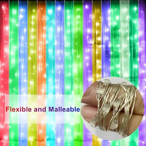 HOME LIGHTING Window Curtain String Lights, 300 LED RGB 16 Colors Changing Fairy Lights, 4 Modes with Remote, USB & Adapter Powered for Halloween Christmas Party Wedding Home Garden Wall Decorations thumbnail 5