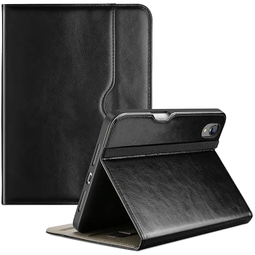 ProCase for iPad mini 7th (A17 Pro) 2024/iPad Mini 6th Generation 2021 8.3 Inch Case; Premium PU Leather Folio Business Stand Cover with Hand Strap; Pencil Holder; Front Pocket -Black - Image 1
