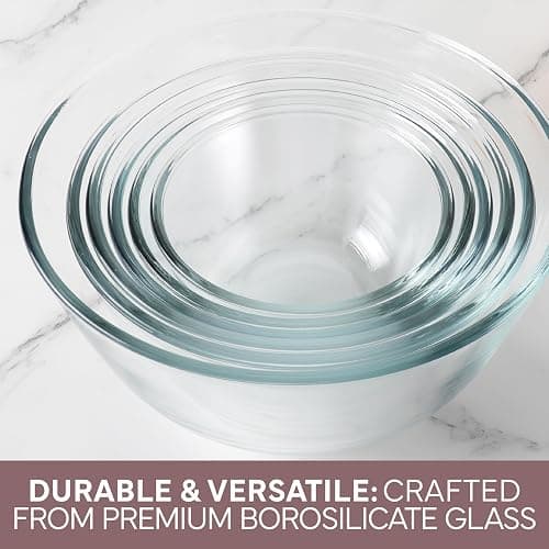 COOK WITH COLOR 12 Pc Glass Mixing Bowl Set with Lids – Borosilicate Glass Nesting Bowls for Cooking, Baking and Meal Prep, Pink thumbnail 7