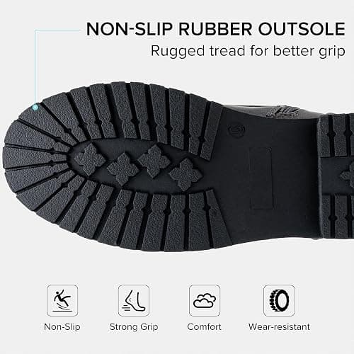 Vepose Women's Lace Up Mid Calf Combat Boots with Functional Pocket | Everyday moto style, functional zip pocket for cards and keys, low heel, inside zipper for city outfits and travel thumbnail 4