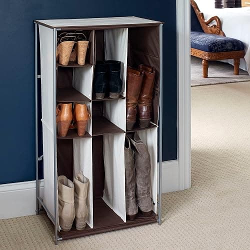 Household Essentials Transformer Boot Storage Rack, Adjustable Cubbies, Soft Poly-Cotton Fabric, Sturdy Steel Frame, Versatile and Stylish, Perfect for Short, Mid and Tall Boots, Natural and Brown 23 Inch thumbnail 5