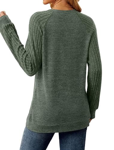 Saloogoe Tunic Sweatshirts for Women Crewneck Lightweight Sweaters Raglan Long Sleeve Shirts Fall Fashion Tops 2025 thumbnail 4