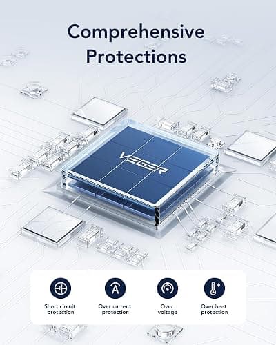 VEGER Portable Charger with Built-in AC Plug and Cables, All in One 10000mAh Ultra Slim Power Bank Travel Essentials, 15W Fast Charging Battery Pack Compatible with iPhone, Samsung, Android (Navy) thumbnail 9