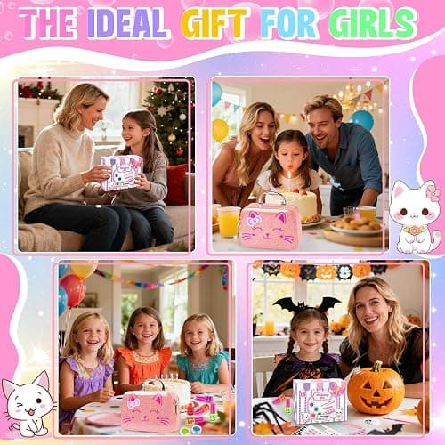 Kids Nail Polish Set for Girls, 27Pcs Nail Art Kit with Nail Dryer & Storage Case, Non-Toxic Peel-Off Water-Based Nail Polish, Christmas Birthday Gifts Toys for Toddlers Kids Girls Age 8 9 10+ thumbnail 7
