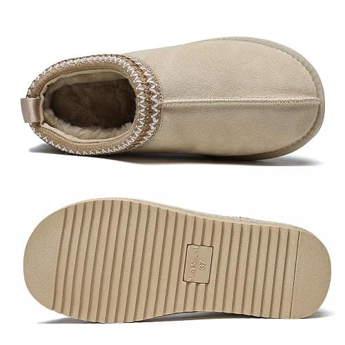 Meik Mangni Women's Slippers Genuine Suede Platform Mini Boots Mens Faux Fur Warm Lining Winter Mules Cozy Warm House Shoes Indoor and Outdoor thumbnail 5