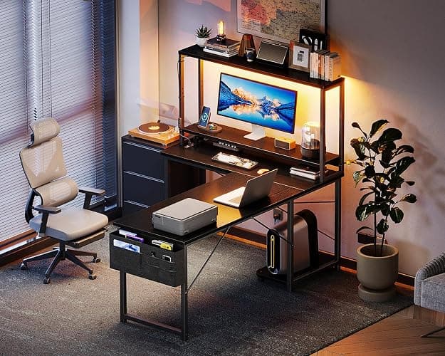 L Shaped Desk Gaming Desk with LED Light & Power Outlet thumbnail 8