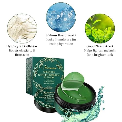 Green Tea Under Eye Gel Patches for Dark Circles and Puffy Eye Bags, 60 Pcs Collagen Under Eye Mask for Removing Wrinkles (60p, Green Tea) thumbnail 4