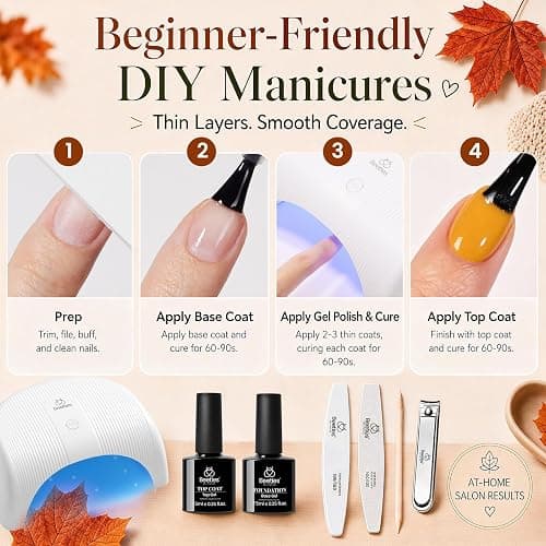 Beetles Fall Gel Polish Set, Waltz of Leaves Collection, 36 Autumn Colors | Purple Green Colors Gel Polish Set With Base and Glossy Matte Glitter Top Coat Soak Off UV Led Gifts for Women thumbnail 5