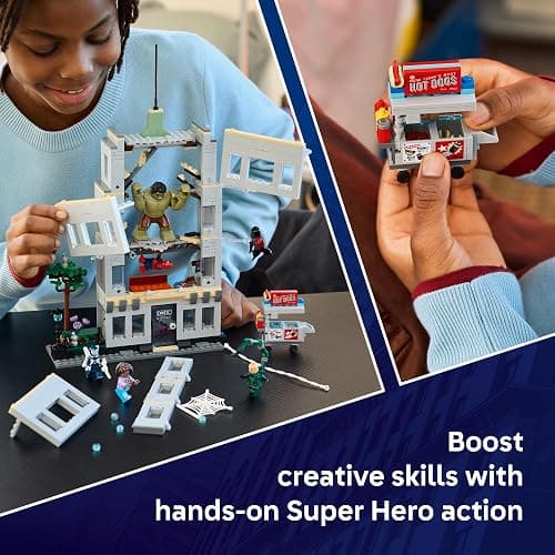 LEGO Marvel Spider-Man vs Hulk Epic Clash - Super Hero Building Toy for Boys & Girls, Ages 8+ - Includes 5 Minifigures & Hulk Figure - Spider-Man Toy for Fans - Gift for Birthdays - 76350 thumbnail 4